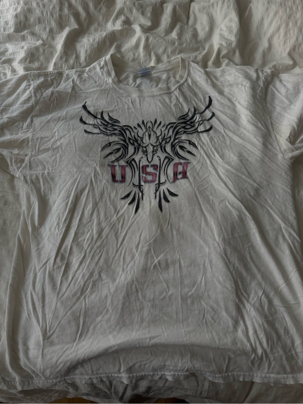 White Graphic USA Short-Sleeve Men's Shirt
